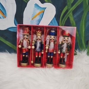 Kurt Adler Wooden Nutcracker Christmas Ornament Set of 4